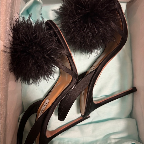 AQUAZZURA silk and feather shoes! ONLY 1 time wear! - Picture 3 of 10